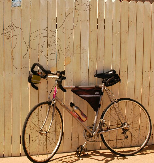 This one had only been started. I posed my bicycle where the one in the image will be. It looks cool, I hope the artist finishes it.