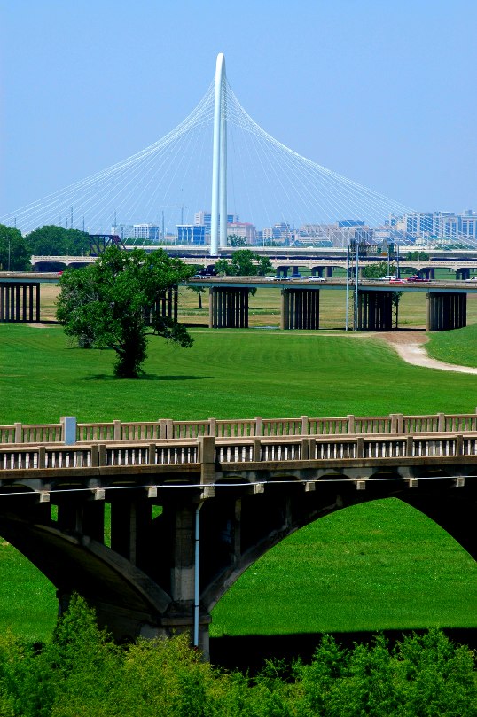 View from the high point of the Jefferson Viaduct Cycletrack, Trinity River, Dallas, Texas
