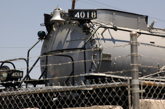 Big Boy 4018, behind the wire in Fair Park