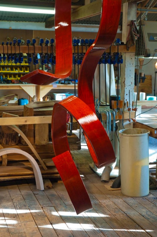 Bent wood sculpture in progress, by Rick Maxwell.  (click to enlarge)