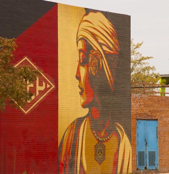 Shepard Fairey mural at Trinity Groves.