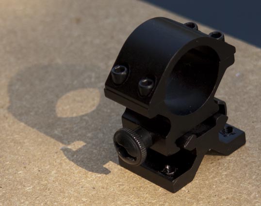 The Picatinny/Weaver rail flashlight mount as it arrived.