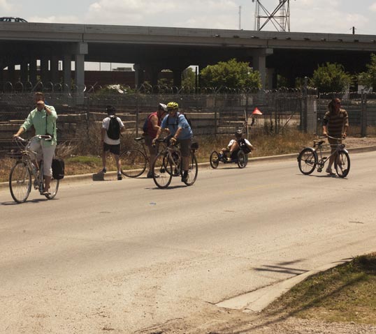 Stopping to look at a mural along Hickory Street. This is a part of the city most folks don't visit.