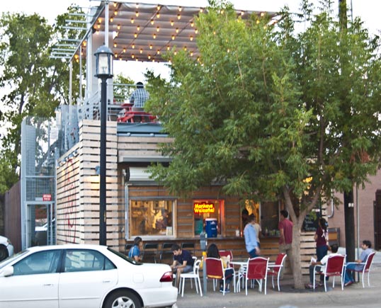 Monkey King Noodle Company, Deep Ellum, Dallas, Texas With cool covered patio on the roof.