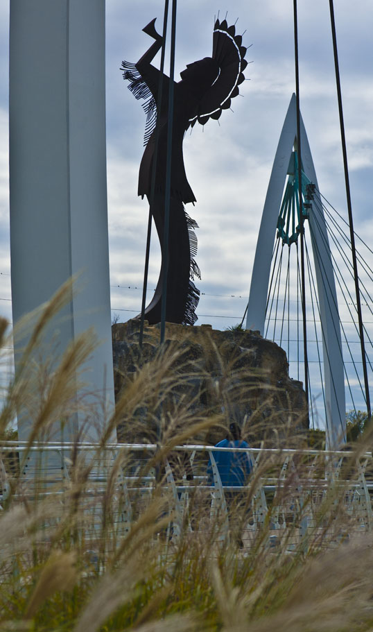 Another view of the Keeper of the Plains sculpture, Wichita, Kansas