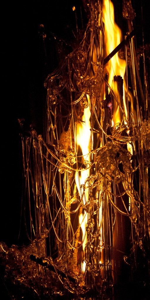 Christmas tree made of fire and glass, Bowman Hot Glass, Dallas, Texas