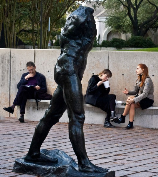 (click to enlarge) Rodin Walking Man and fans Houston, Texas